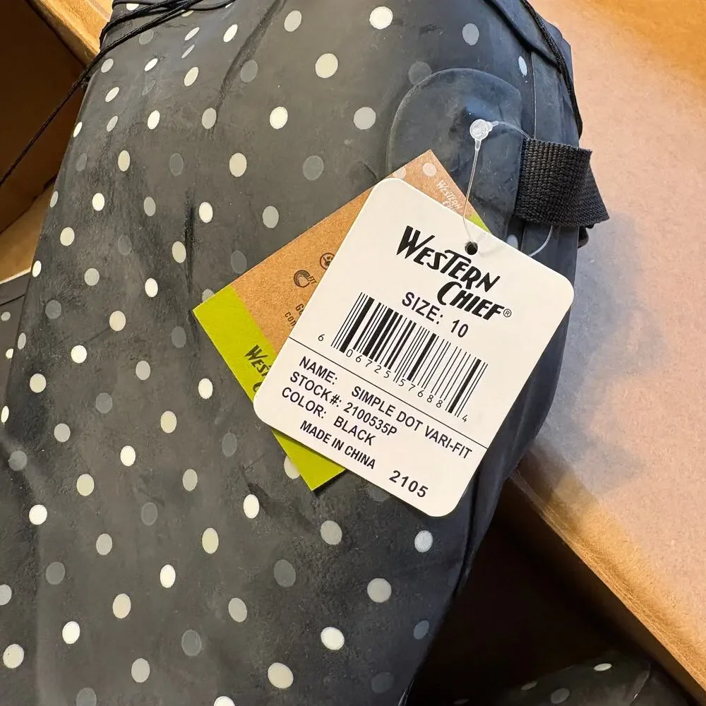 Western Chief Rain Boots 10 NWT NEW Simple Dot Black Waterproof Mid Calf